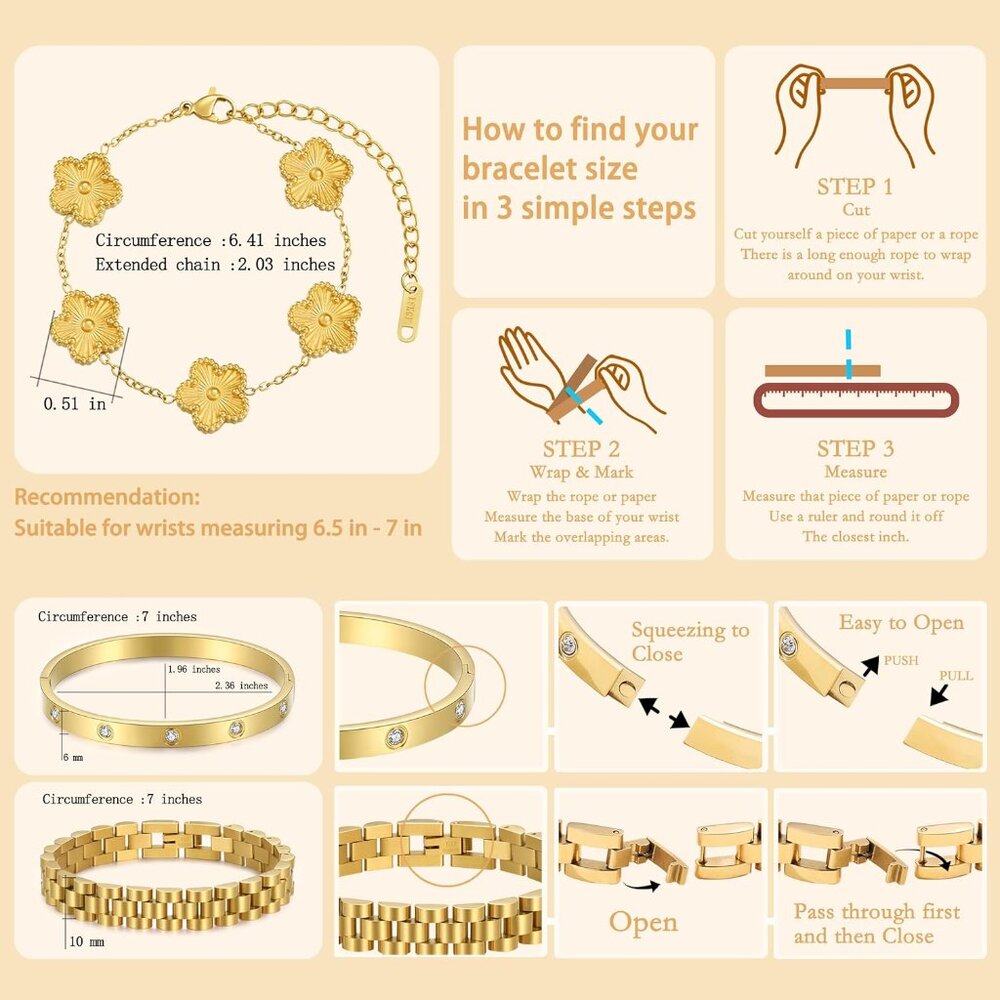 Stackable Four Leaf Clover Bracelets For Women, 1… - image 4